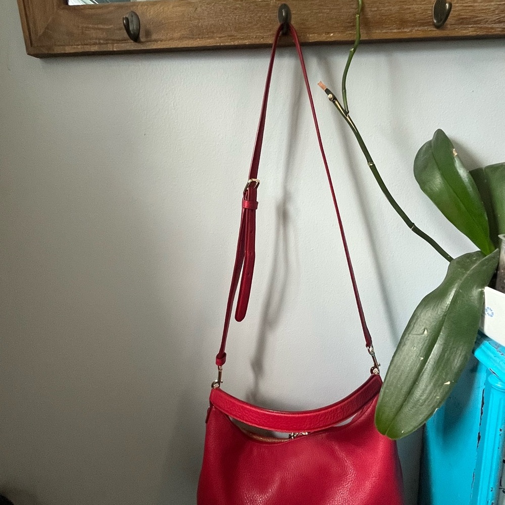 Coach Vibrant Red Crossbody Bag with Gold Accents - Picture 6 of 14